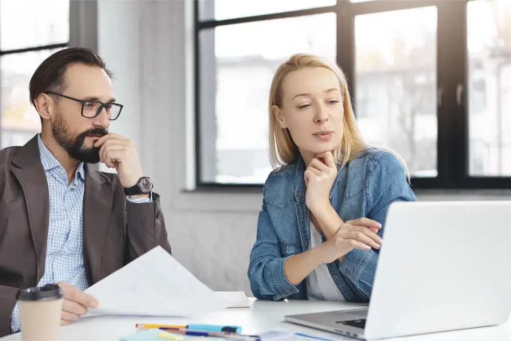 business partners working office employee pension plan